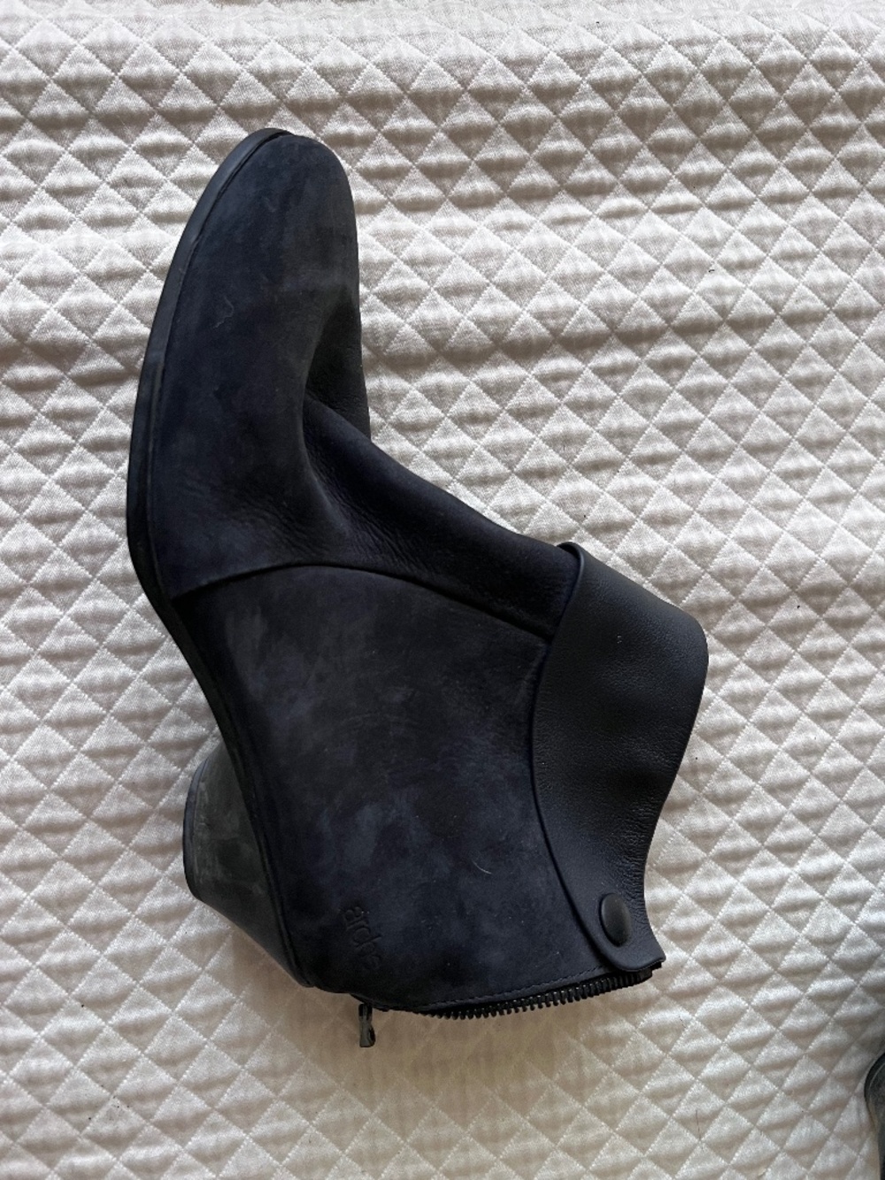 Arche LN Black Nubuck Suede Fold-Over Ankle Boots